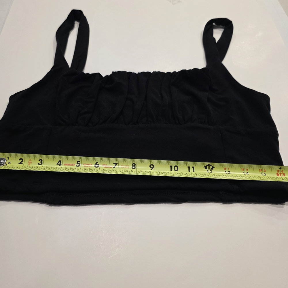 Wilfred Free Black Ruched Crop Tank Top Size XL Aritzia - Picture 6 of 7